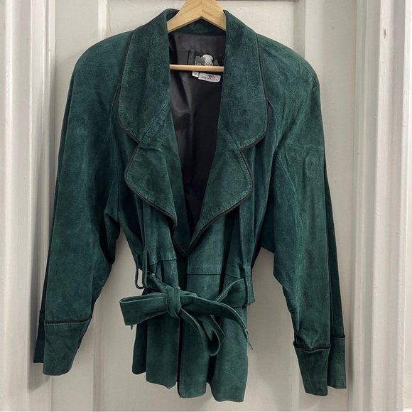 Phoenix Jackets & Blazers - Vintage Phoenix Emerald Green Women's Suede Leather Jacket, Size Small